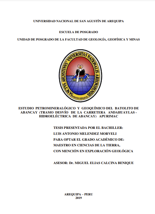 Estudio petromineralógico y geoquímico del batolito de Abancay