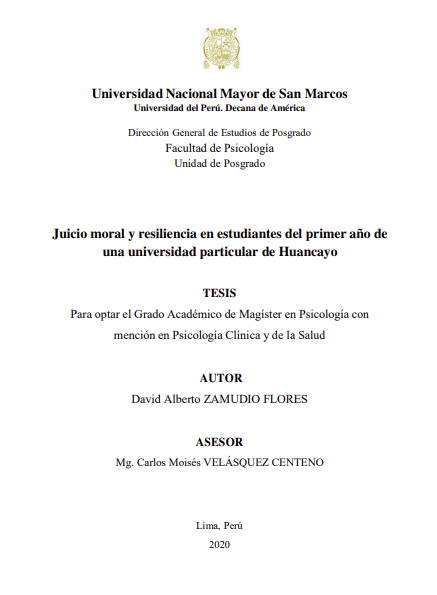 Juicio moral y resiliencia en estudiantes del primer año de una universidad particular de Huancayo