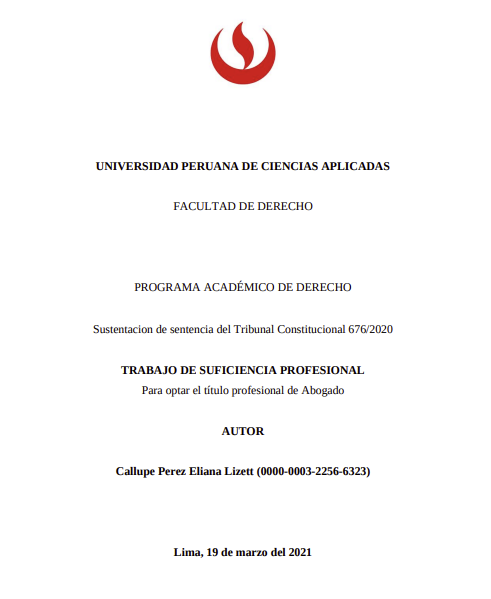 Sustentacion de sentencia del Tribunal Constitucional 676/2020