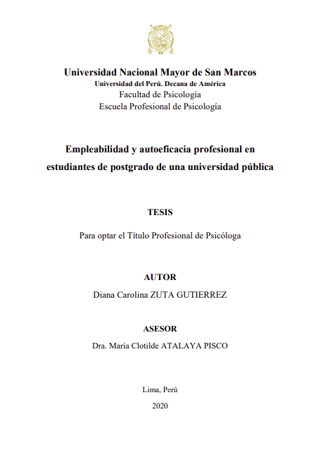 Empleabilidad y autoeficacia profesional en estudiantes de postgrado de una universidad pública