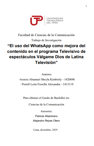 El uso del WhatsApp como mejora del contenido en el programa televisivo de espectáculos Válgame Dios de Latina Televisión