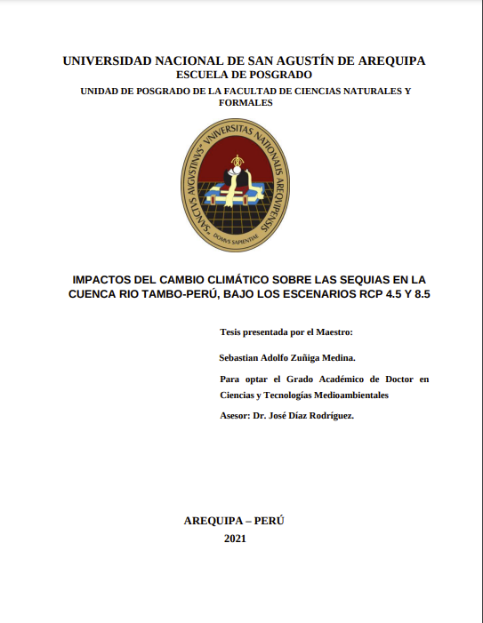 Impactos del cambio climático sobre las sequias en la cuenca rio Tambo - Perú, bajo los escenarios RCP 4.5 y 8.5