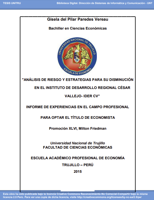 Análisis de riesgo y estrategias para su disminución en el Instituto de Desarrollo Regional César Vallejo - IDER CV