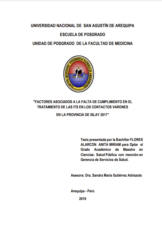 Factores asociados a la falta de cumplimiento en el tratamiento de las ITS en los contactos varones en la provincia de Islay 2017