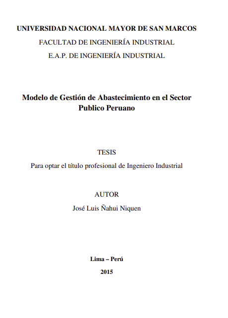 Modelo de Gestión de Abastecimiento en el Sector