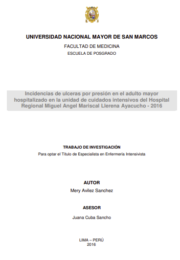 Incidencias de ulceras por presión en el adulto mayor hospitalizado en la unidad de cuidados intensivos