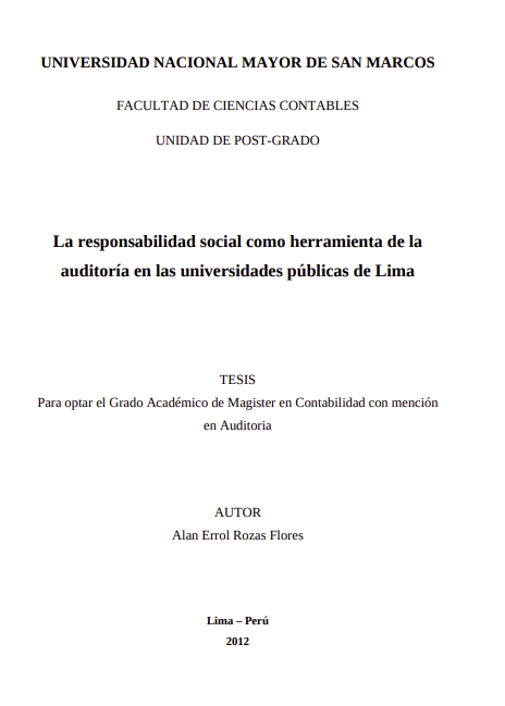 La responsabilidad social como herramienta de la auditoría en las universidades públicas de Lima