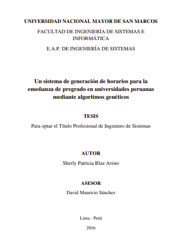 Un sistema de generación de horarios para la enseñanza de pregrado en universidades peruanas mediante algoritmos genéticos