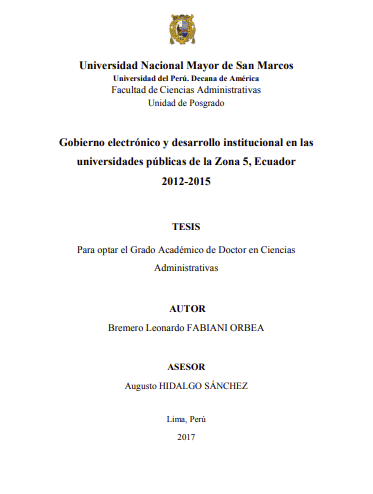 Gobierno electrónico y desarrollo institucional en las universidades públicas de la Zona 5, Ecuador 2012-2015