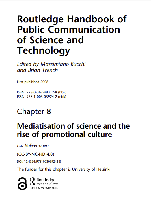 Chapter 8 Mediatisation of science and the rise of promotional culture