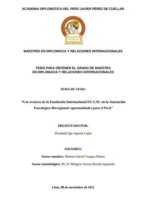 Los avances de la Fundación Internacional EU-LAC en la Asociación Estratégica Birregional: oportunidades para el Perú