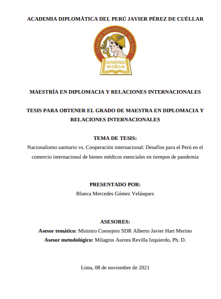 Nacionalismo sanitario vs. Cooperación internacional: Desafíos para el Perú en el comercio internacional de bienes médicos