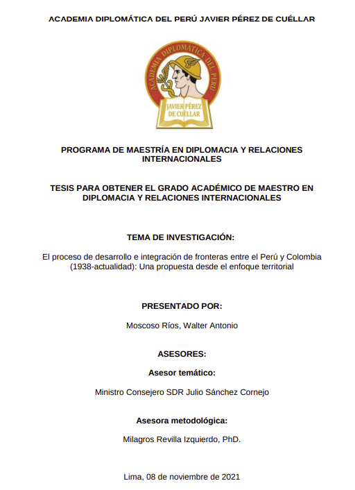 El proceso de desarrollo e integración de fronteras entre el Perú y Colombia (1938-actualidad)