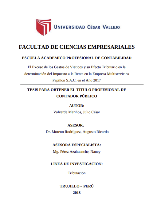 El Exceso de los Gastos de Viáticos y su Efecto Tributario en la determinación del Impuesto a la Renta