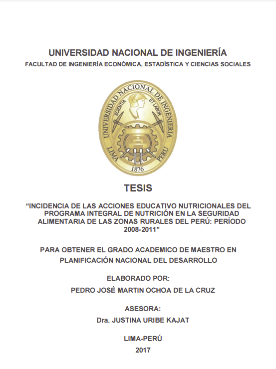 Incidencia de las acciones educativo nutricionales del programa integral de nutrición en la seguridad alimentaria de las zonas rurales