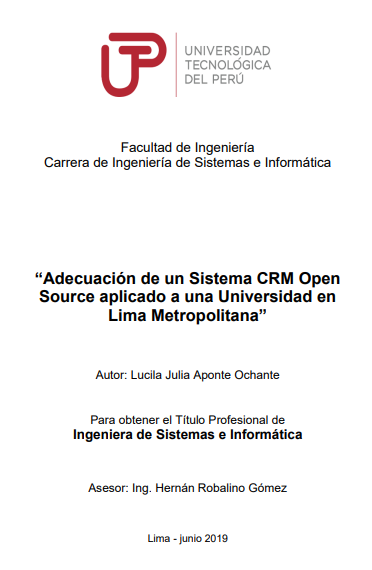 Adecuación de un sistema CRM open source aplicado a una universidad en Lima Metropolitana