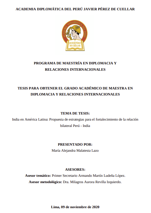 India en América Latina: Propuesta de estrategias para el fortalecimiento de la relación bilateral Perú - India