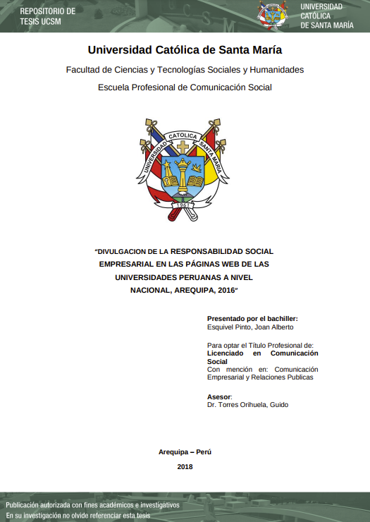 Divulgación de la Responsabilidad Social Empresarial en las Páginas Web de las Universidades Peruanas a Nivel Nacional