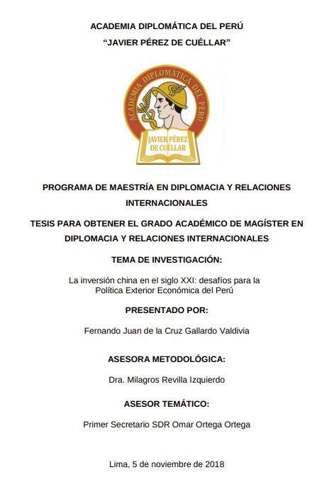 La inversión china en el siglo XXI: desafíos para la Política Exterior Económica del Perú