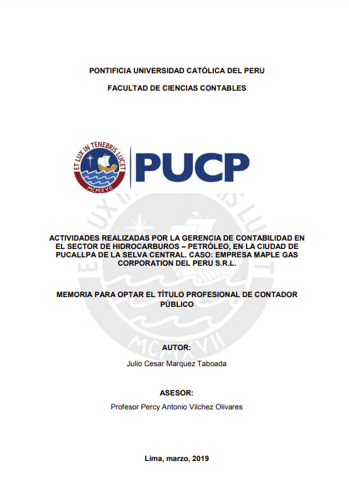 Actividades realizadas por la gerencia de contabilidad en el sector de hidrocarburos - petróleo