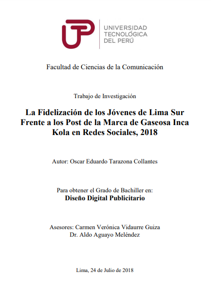La fidelización de los jóvenes de Lima Sur frente a los post de la marca de gaseosa Inca Kola en redes sociales