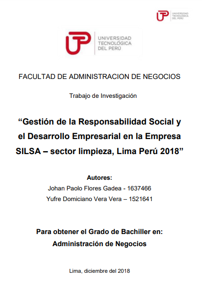 Gestión de la responsabilidad social y el desarrollo empresarial en la empresa SILSA - sector limpieza, Lima Perú 2018