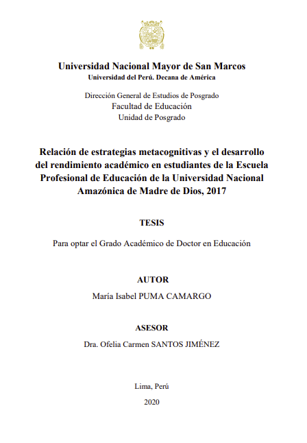 Relación de estrategias metacognitivas y el desarrollo del rendimiento académico en estudiantes