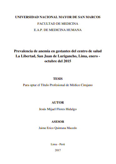 Prevalencia de anemia en gestantes del centro de salud La Libertad