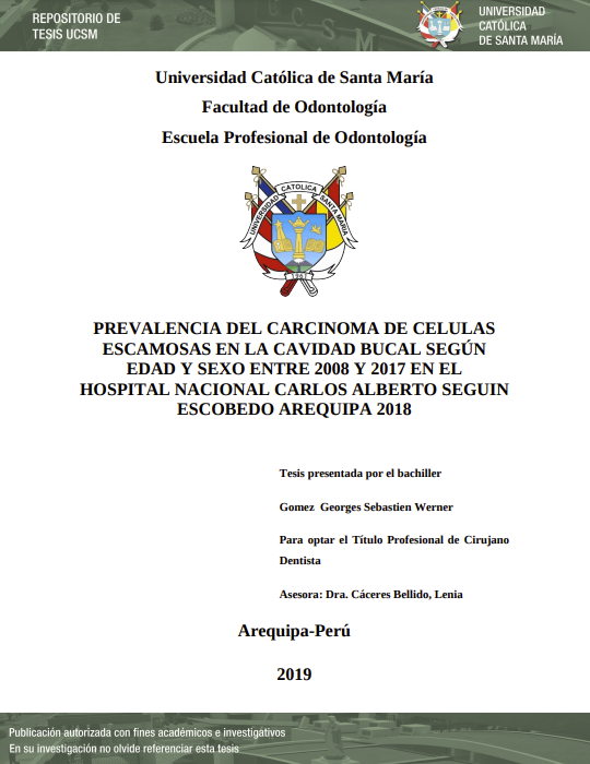 Prevalencia del Carcinoma de Células Escamosas en la Cavidad Bucal Según Edad y Sexo entre 2008 y 2017