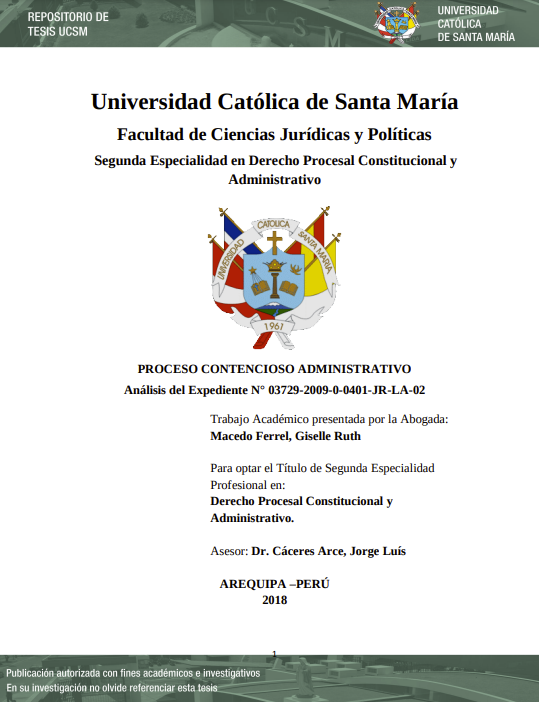 Proceso Contencioso Administrativo Análisis del Expediente N° 03729-2009-0-0401-JR-LA-02