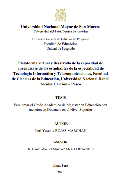 Plataforma virtual y desarrollo de la capacidad de aprendizaje de los estudiantes