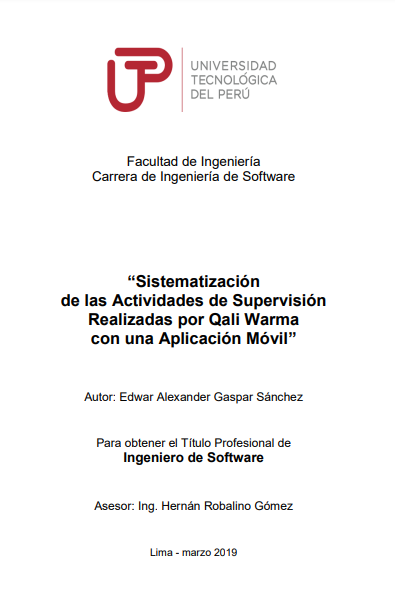 Sistematización de las actividades de supervisión realizadas por Qali Warma con una aplicación móvil