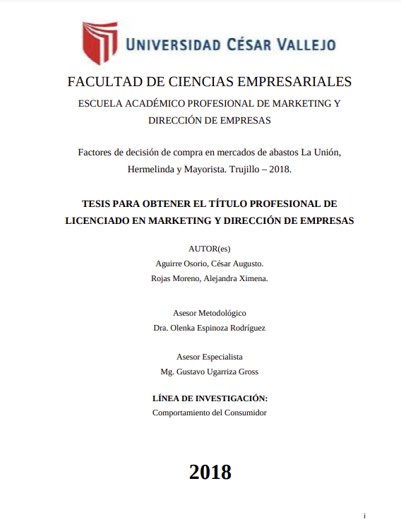 Factores de decisión de compra en mercados de abastos LaUnión, Hermelinda y Mayorista. Trujillo - 2018