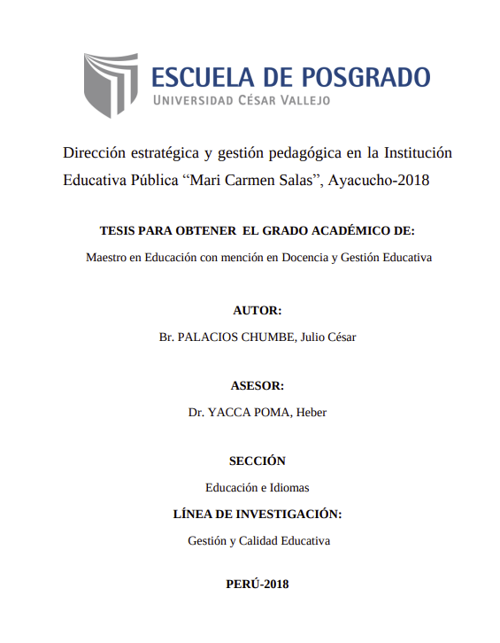 Dirección Estratégica Y Gestión Pedagógica En La Institución Educativa Pública