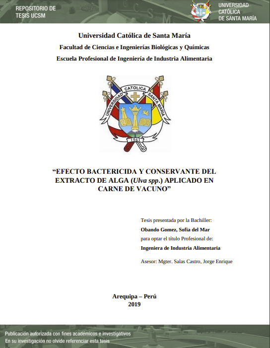 Efecto Bactericida y Conservante del Extracto de Alga (Ulva Spp.) Aplicado en Carne de Vacuno