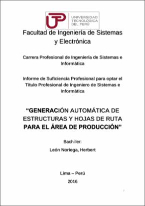 Generación automática de estructuras y hojas de ruta para el área de producción