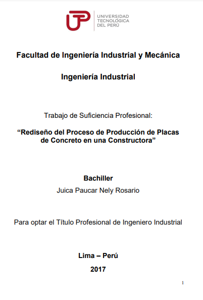 Rediseño del proceso de producción de placas de concreto en una constructora