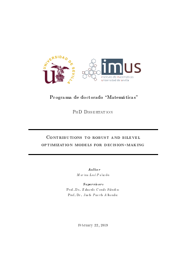 Contributions to robust and bilevel optimization models for decision-making