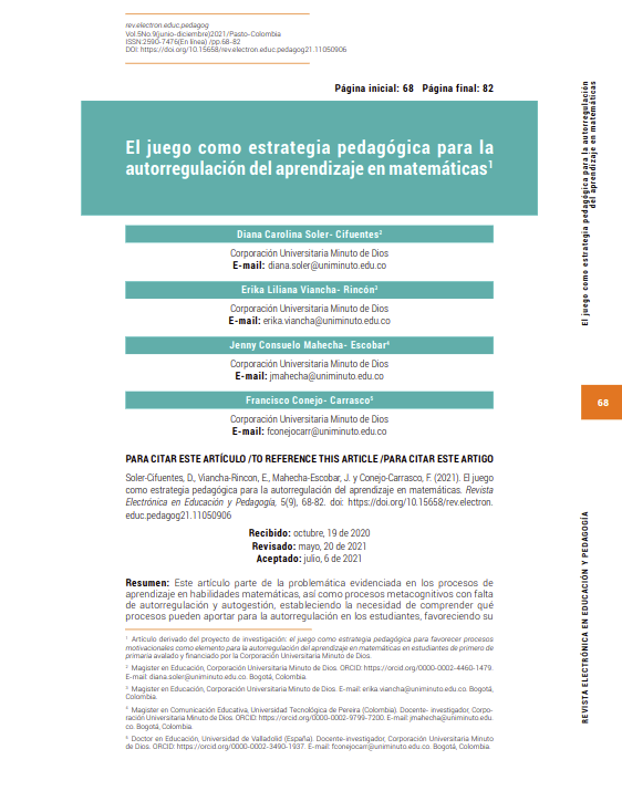 El juego como estrategia pedagógica para la autorregulación del aprendizaje en matemáticas