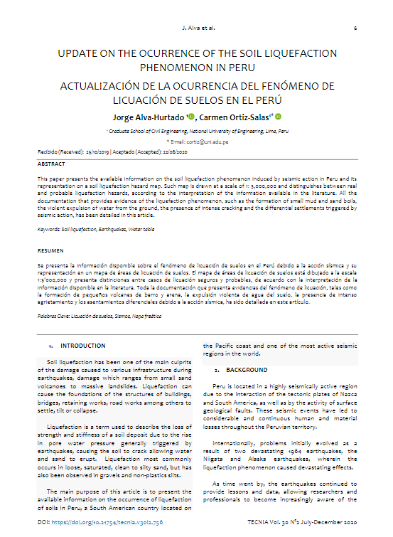 Updating the Occurrence of the Soil Liquefaction Phenomenon in Peru