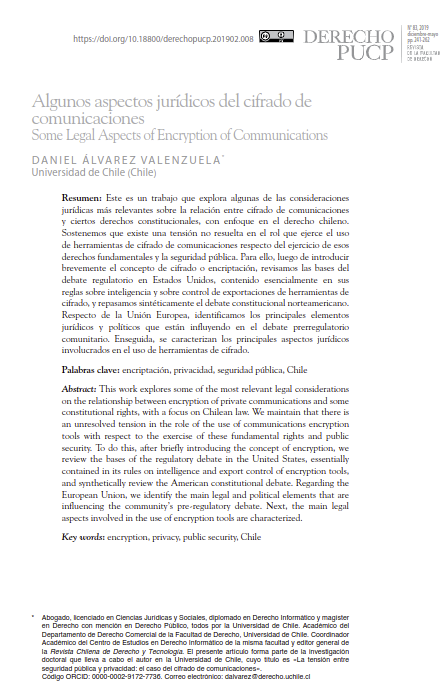 Algunos aspectos jurídicos del cifrado de comunicaciones