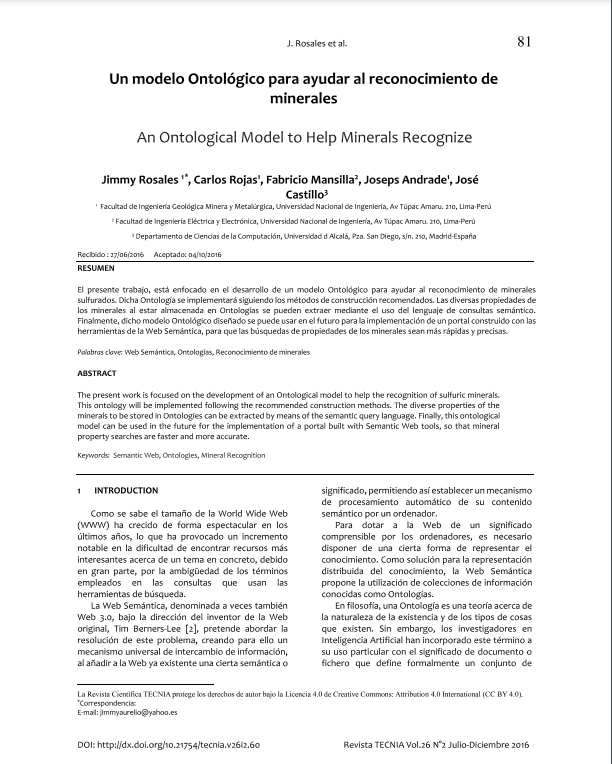 Un modelo ontológico para ayudar al reconocimiento de minerales