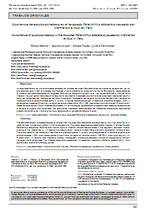 Ocurrencia de escuticociliatosis en el lenguado Paralichthys adspersus causado por Miamiensis avidus, en Perú