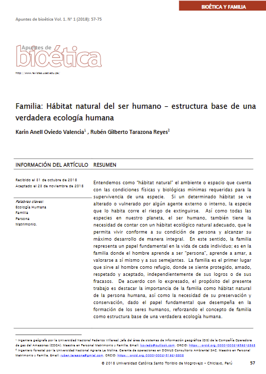 Familia: Hábitat natural del ser humano - estructura base de una verdadera ecología humana