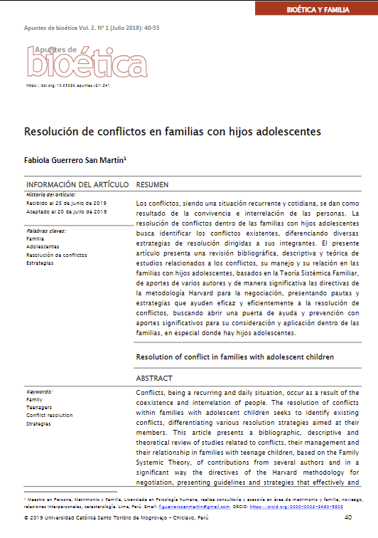 Resolución de conflictos en familias con hijos adolescentes