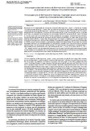 Inmunogenicidad del veneno de Bothrops atrox y su evaluación por métodos inmunoenzimáticos