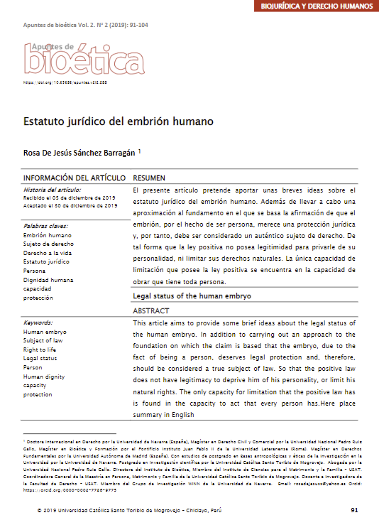 Estatuto jurídico del embrión humano