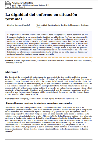 La dignidad del enfermo en situación terminal
