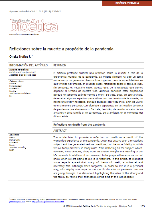 Reflexiones sobre la muerte a propósito de la pandemia