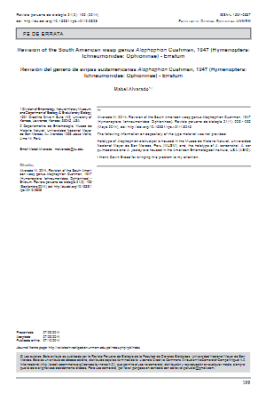 Revisión del genero de avipas sudamericanas Alophophion Cushman